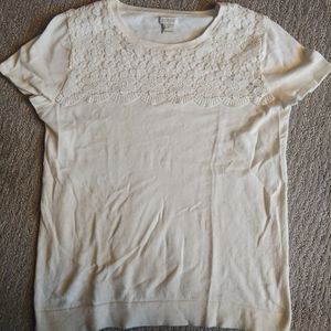 J. Crew Cream Lace Detailed Light Sweater